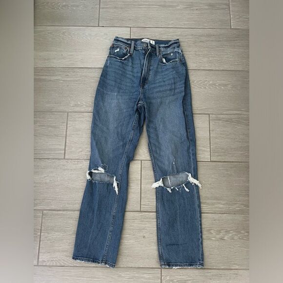 Abercrombie & Fitch Curve Love Ultra High Rise Ankle Straight size 0 25 - Picture 1 of 8